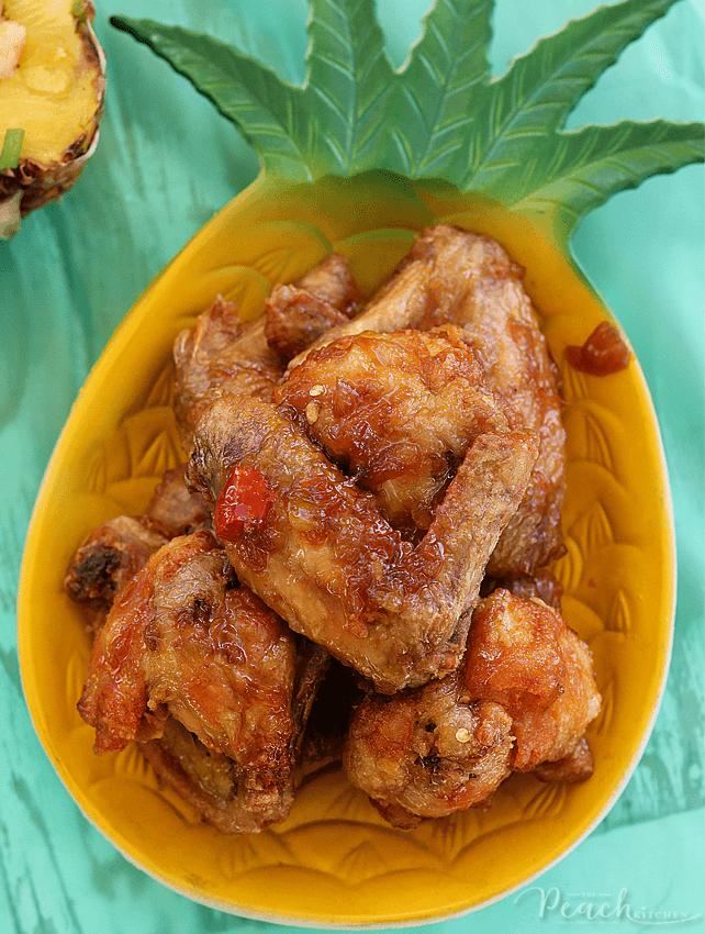 Spicy Soy Pineapple Glazed Wings The Peach Kitchen